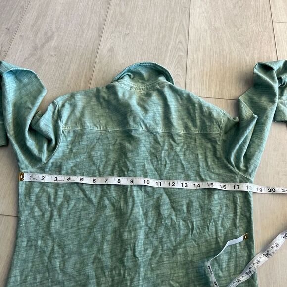 Peruvian Connection Dress small Green Lagos Button Front Long Sleeve Shirtdress - Picture 4 of 8